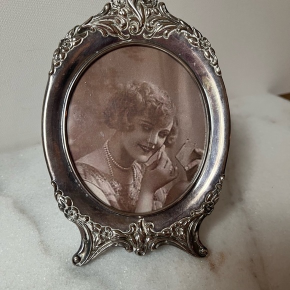 Vintage Rococo Silver Plated Ornate Oval Photo Frame Made in Italy Rare - Picture 4 of 16